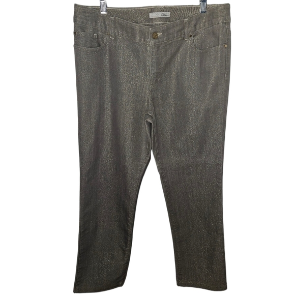 NWOT Chico's Platinum Ultimate Fit Slim Leg Gold Shimmer Jeans - Picture 1 of 4